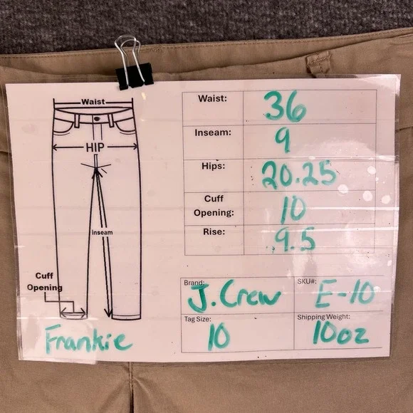 J. Crew Frankie Shorts Womens 10 Beige Khaki Dress Chino Golf Stretch‎ Fit36x9 - Picture 3 of 8